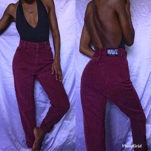 90s vintage maroon berry high waisted mom jeans